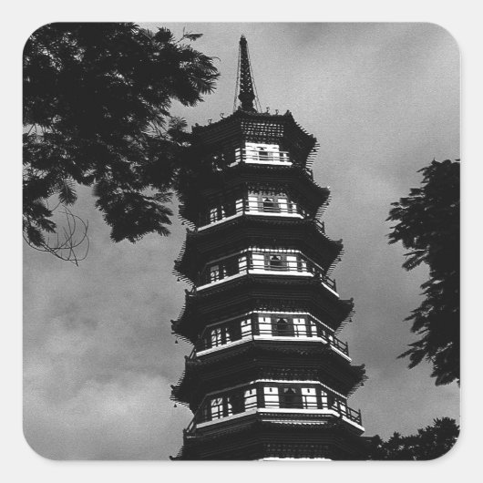 Kanton BW China de blowery pagoda 1970 Vierkante Sticker (Voorkant)