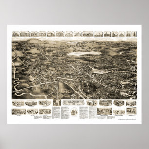 Kanton, MA Panoramic Map - 1918 Poster