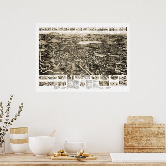 Kanton, MA Panoramic Map - 1918 Poster (Keuken)