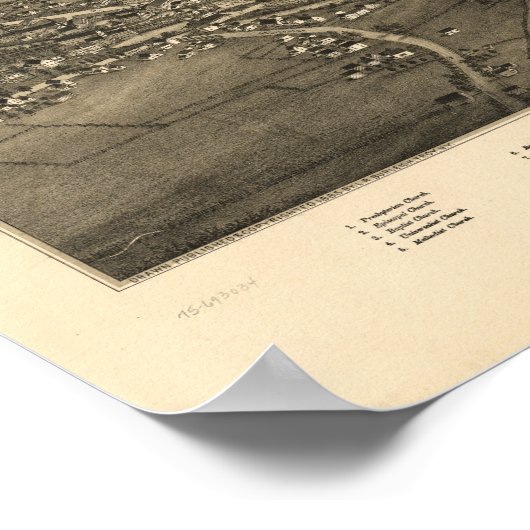 Kanton New York 1885 Antiek Panoramic Map Poster (Hoek)