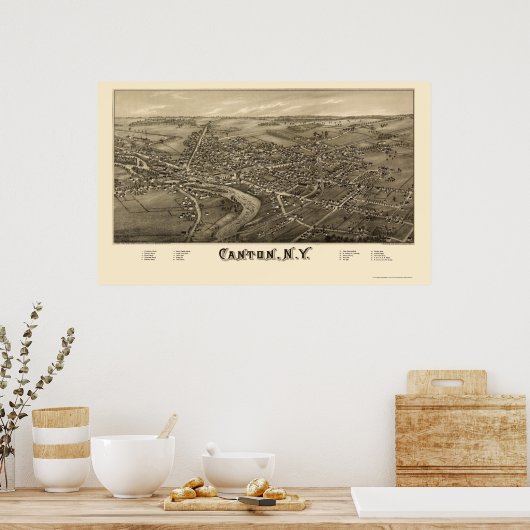 Kanton, NY Panoramic Map - 1885 Poster (Keuken)