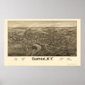 Kanton, NY Panoramic Map - 1885 Poster (Voorkant)