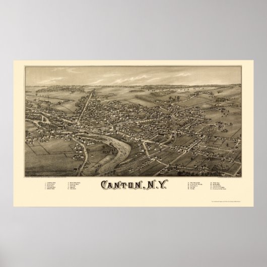 Kanton, NY Panoramic Map - 1885 Poster (Voorkant)