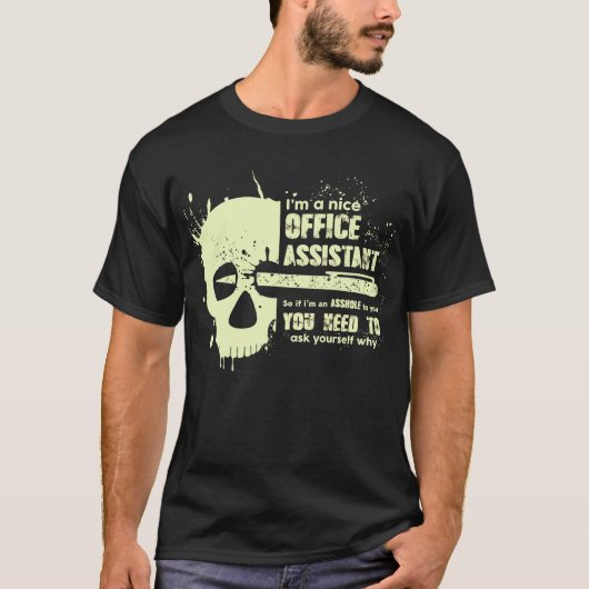 Kantoor Assistant T-Shirt Funny Gift Skull Graphic (Voorkant)