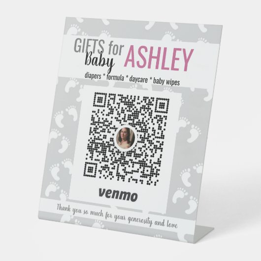 Kantoor Baby shower Ideeën Venmo Reclamebord Met Voetstuk (Voorkant)