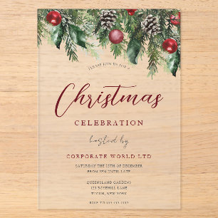 Kantoor Bedrijfs Kerstfeest Viering Acryl Uitnodigingen