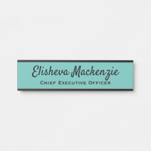 Kantoor Bord naam: Blauwgroen en zwart Deurbordje