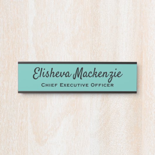 Kantoor Bord naam: Blauwgroen en zwart Deurbordje (Voorkant)