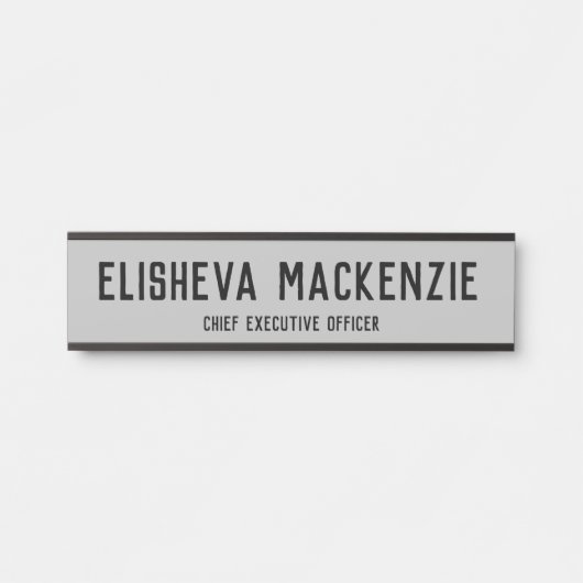Kantoor Bord voor deurnaam — grijs en zwart Deurbordje (Voorkant)