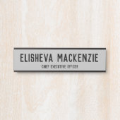 Kantoor Bord voor deurnaam — grijs en zwart Deurbordje (Voorkant)