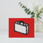 Kantoor Briefcase of reiskoffer. Schets. Rood Briefkaart (Staand voorkant)