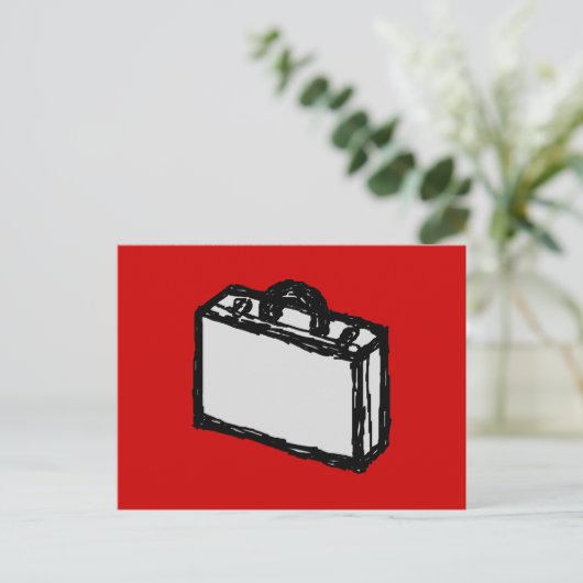 Kantoor Briefcase of reiskoffer. Schets. Rood Briefkaart (Staand voorkant)