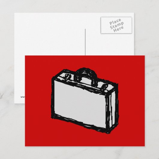Kantoor Briefcase of reiskoffer. Schets. Rood Briefkaart (Voorkant / Achterkant)