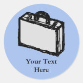 Kantoor Briefcase of Travel Suitcase Sketch. Blauw Ronde Sticker (Voorkant)