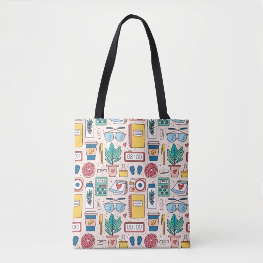 Kantoor briefpapier: eigenzinnige naadloze textuur tote bag (Voorkant)