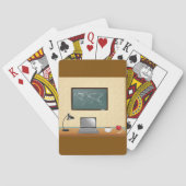 Kantoor-bureau met laptop en koffiespeelkaarten pokerkaarten (Achterkant)