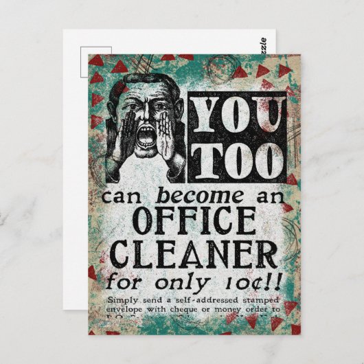 Kantoor Cleaner - Funny  Retro Briefkaart (Voorkant / Achterkant)