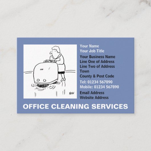 Kantoor Cleaning Services Cartoon Visitekaartje (Voorkant)