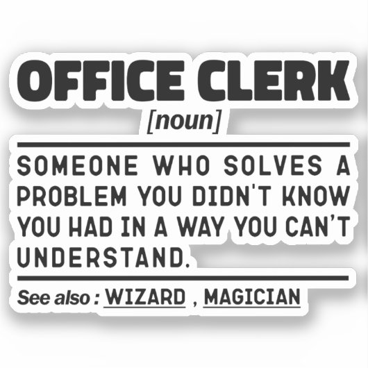 Kantoor Clerk Noun Professional Admin Assistant Sticker (Voorkant)
