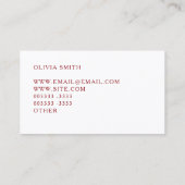 Kantoor Clerk Professional Deep Red Visitekaartje (Achterkant)