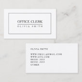 Kantoor Clerk Professional Visitekaartje (Voorkant / Achterkant)