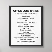 Kantoor-codenamen voor collega's poster