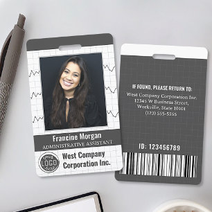 Kantoor Company Medewerker Custom Photo Bar Code L Badge