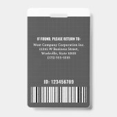 Kantoor Company Medewerker Custom Photo Bar Code L Badge (Achterkant)