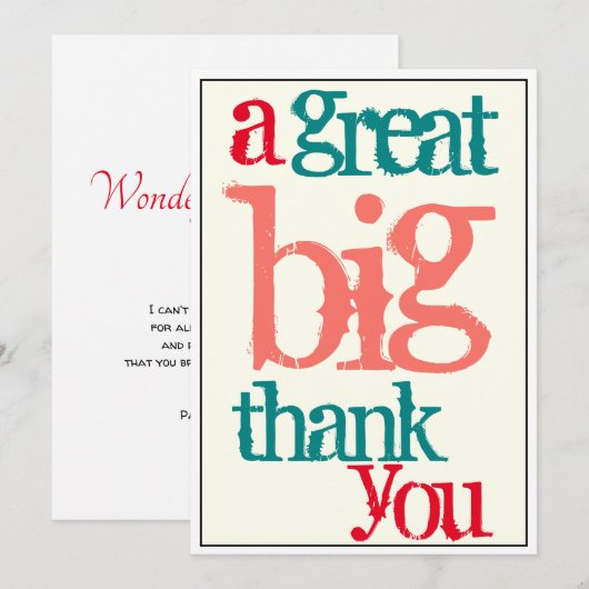 Kantoor Dank u, geweldig Casual Bedankkaart (Voorkant / Achterkant)