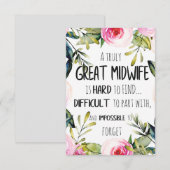 Kantoor Dankkaart Citaat Cadeau voor Verloskundige (Voorkant / Achterkant)