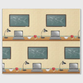 Kantoor Desk met laptop en koffie Cadeaupapier (Vlak)