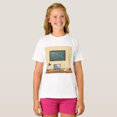 Kantoor Desk met laptop en koffie T-shirt (Voorkant volledig)