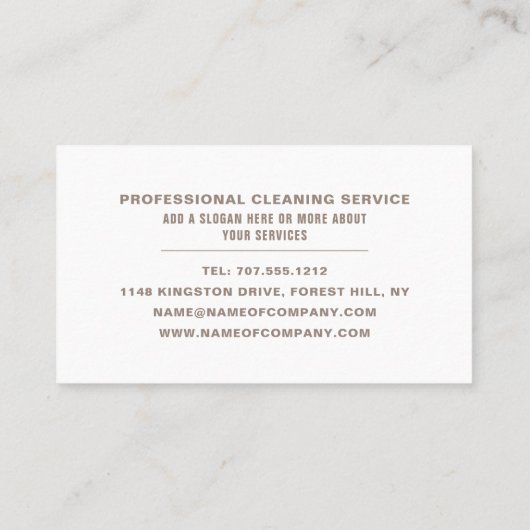 Kantoor Desk, reinigingsservice Visitekaartje (Achterkant)