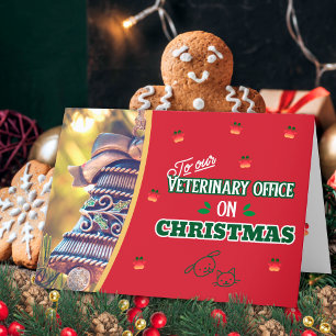 Kantoor Dierenarts Kerstmis Kat en Hond Vakantie Feestdagen Kaart