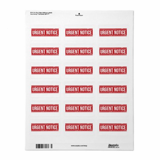 Kantoor Dringende melding Etiket (Full Sheet)