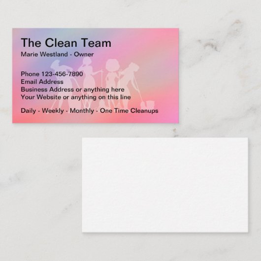 Kantoor en reiniging van woningen visitekaartje (Voorkant / Achterkant)