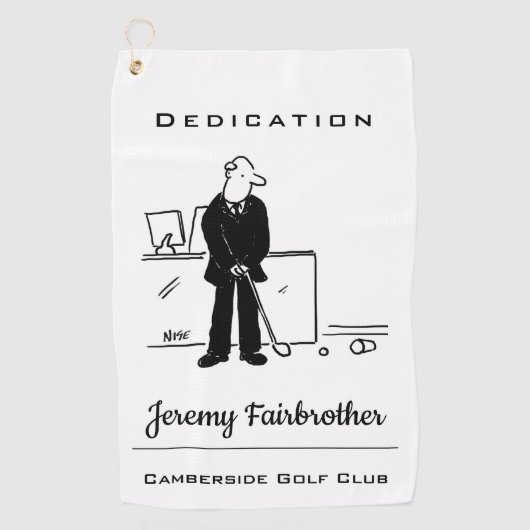 Kantoor Golfer - Grappige Golf Cartoon Golfhanddoek (Voorkant)