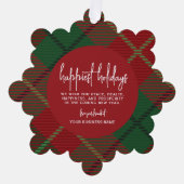 Kantoor - groen rood plaid - Happiest Holiday Ornament Kaart (Voorkant)