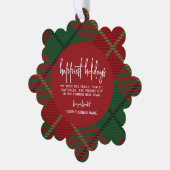 Kantoor - groen rood plaid - Happiest Holiday Ornament Kaart (Links)