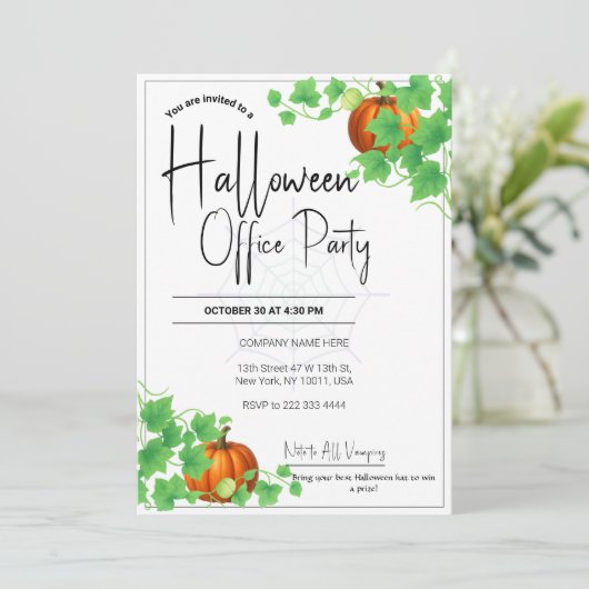 Kantoor Halloween Uitnodigingen Witte Kaart (Staand voorkant)