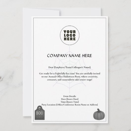Kantoor Halloween Uitnodigingen Witte Kaart (Achterkant)