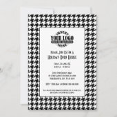 Kantoor Holiday Party Black White Houndstooth Logo Kaart (Voorkant)