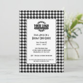 Kantoor Holiday Party Black White Houndstooth Logo Kaart (Staand voorkant)