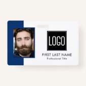 Kantoor-id van medewerker | Blauwe Logo-foto Badge (Voorkant)