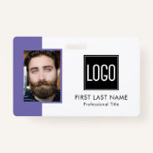 Kantoor-id van medewerker | Paarse Logo foto Badge (Voorkant)