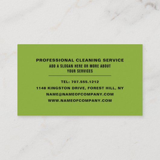 Kantoor-instelling, reinigingsservice visitekaartje (Achterkant)