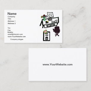 Kantoor is OPEN Computer Desk Visitekaartje Set