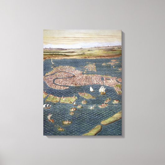 KANTOOR: KAART, 16E EEUW CANVAS AFDRUK (Voorkant)