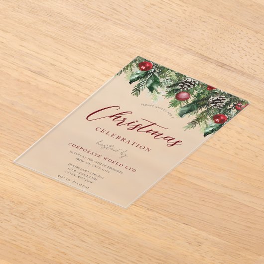 Kantoor kerst feestdag acryl uitnodigingen (Laagn)