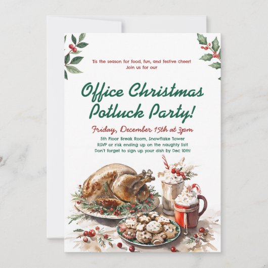 Kantoor Kerst Potluck Vakantiefeest Kaart (Voorkant)
